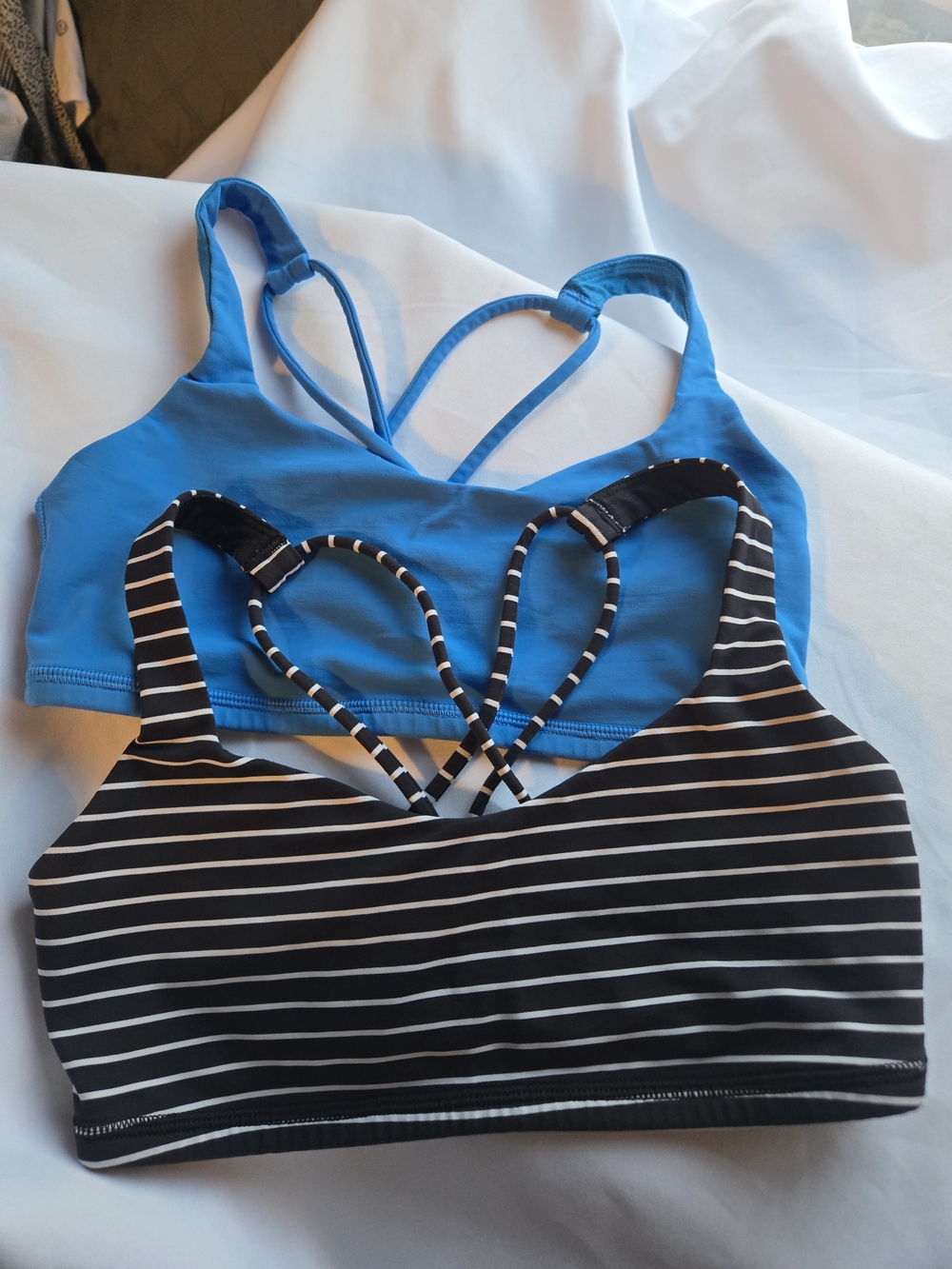 lululemon athletica Strappy Sports Bras - Blue & Black/White Stripe